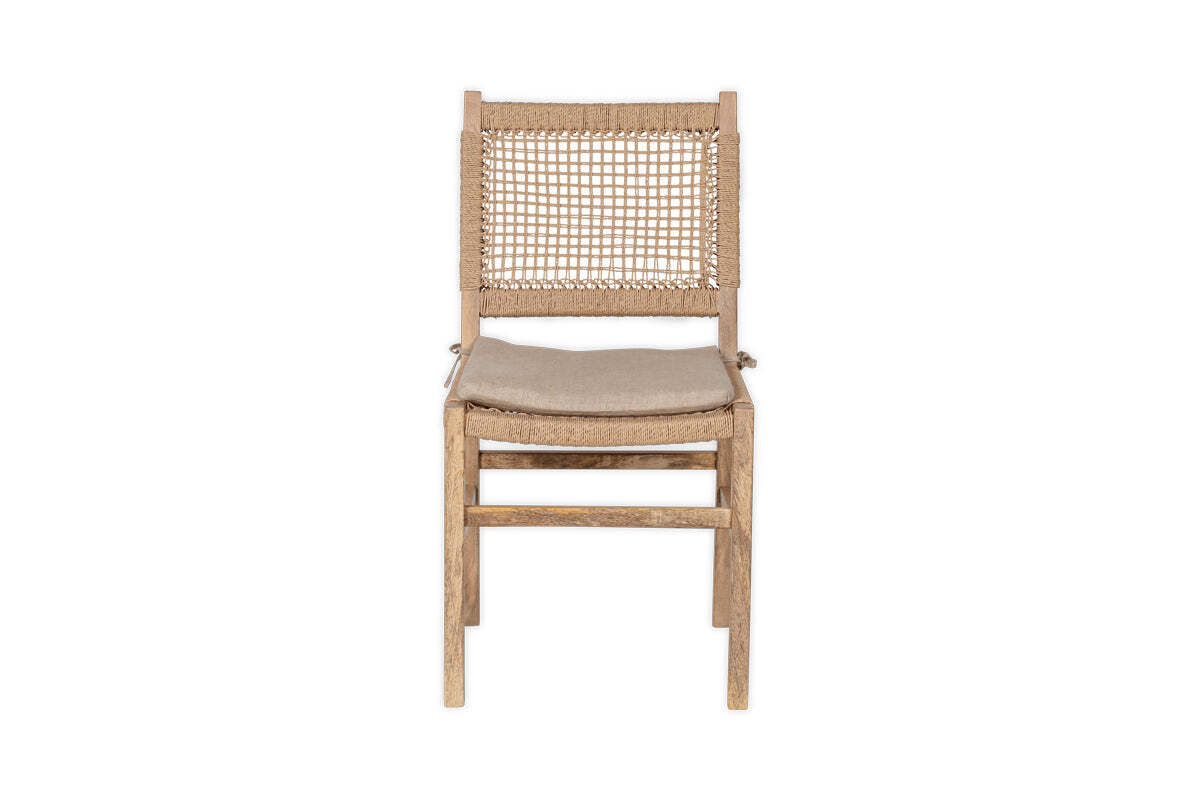Aamani Mango Wood & Cord Dining Chair - Natural