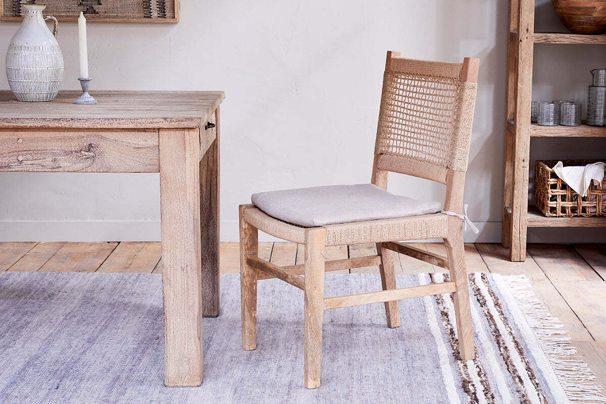 Aamani Mango Wood & Cord Dining Chair - Natural