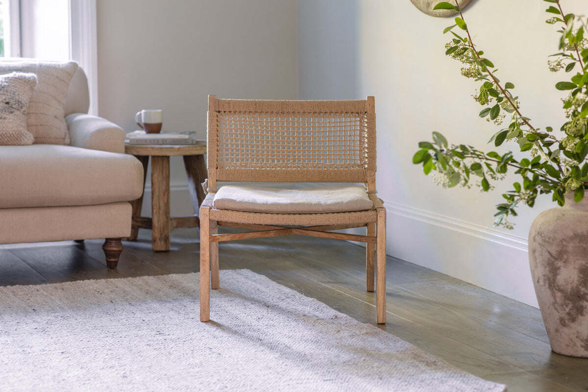 Aamani Mango Wood & Cord Occasional Chair - Natural