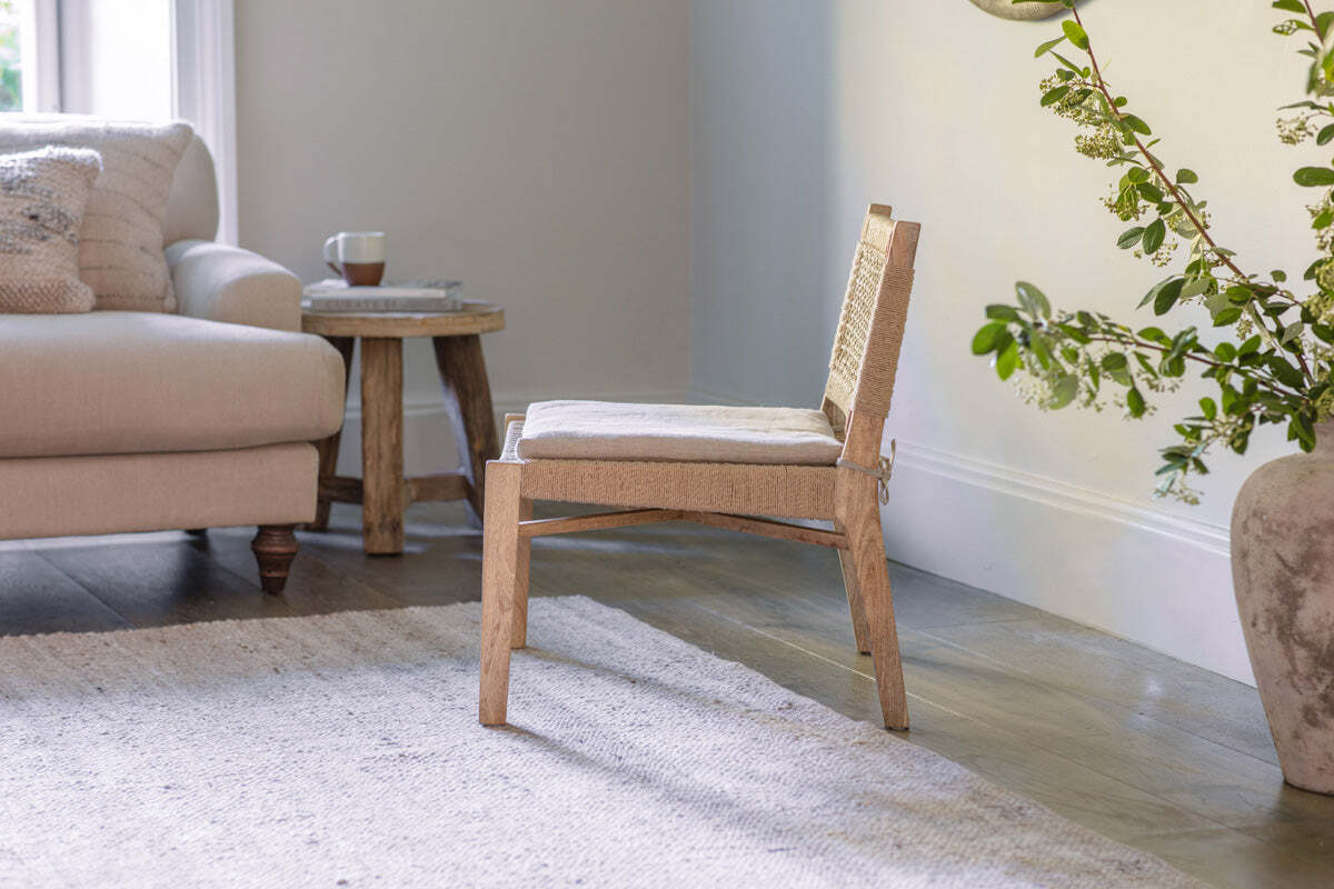 Aamani Mango Wood & Cord Occasional Chair - Natural