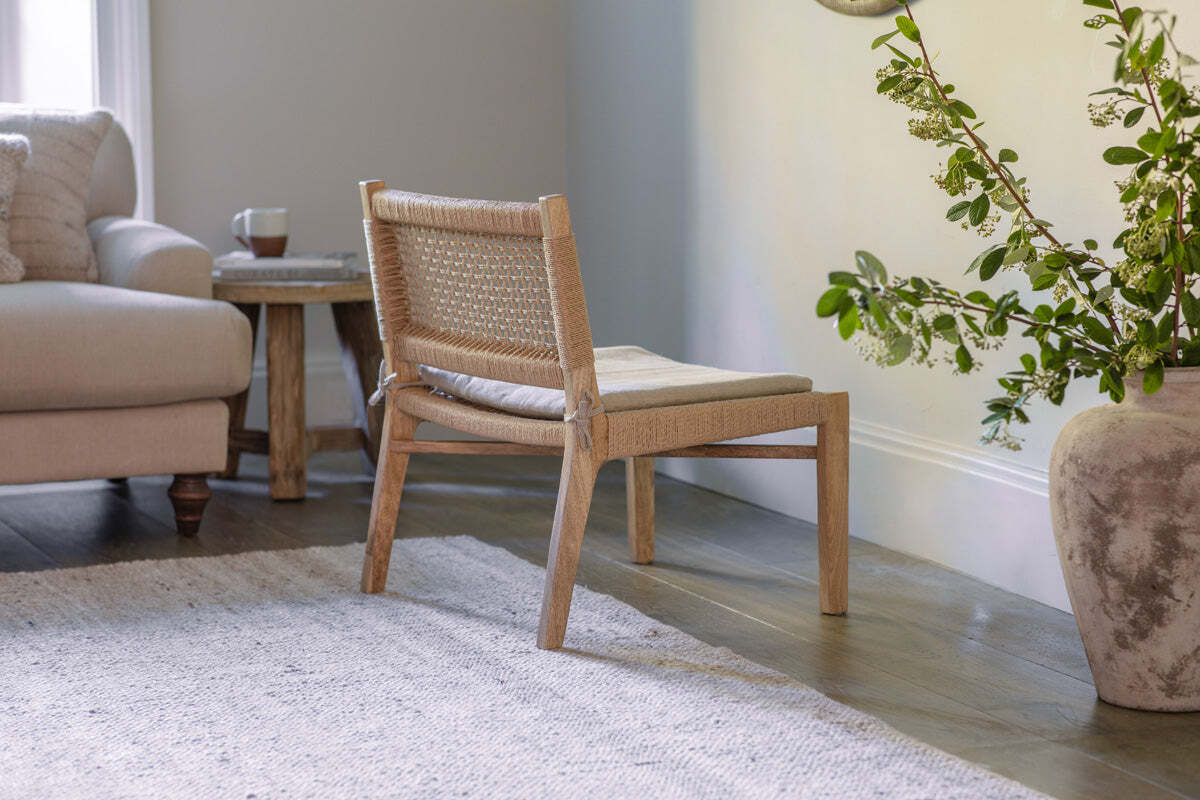 Aamani Mango Wood & Cord Occasional Chair - Natural