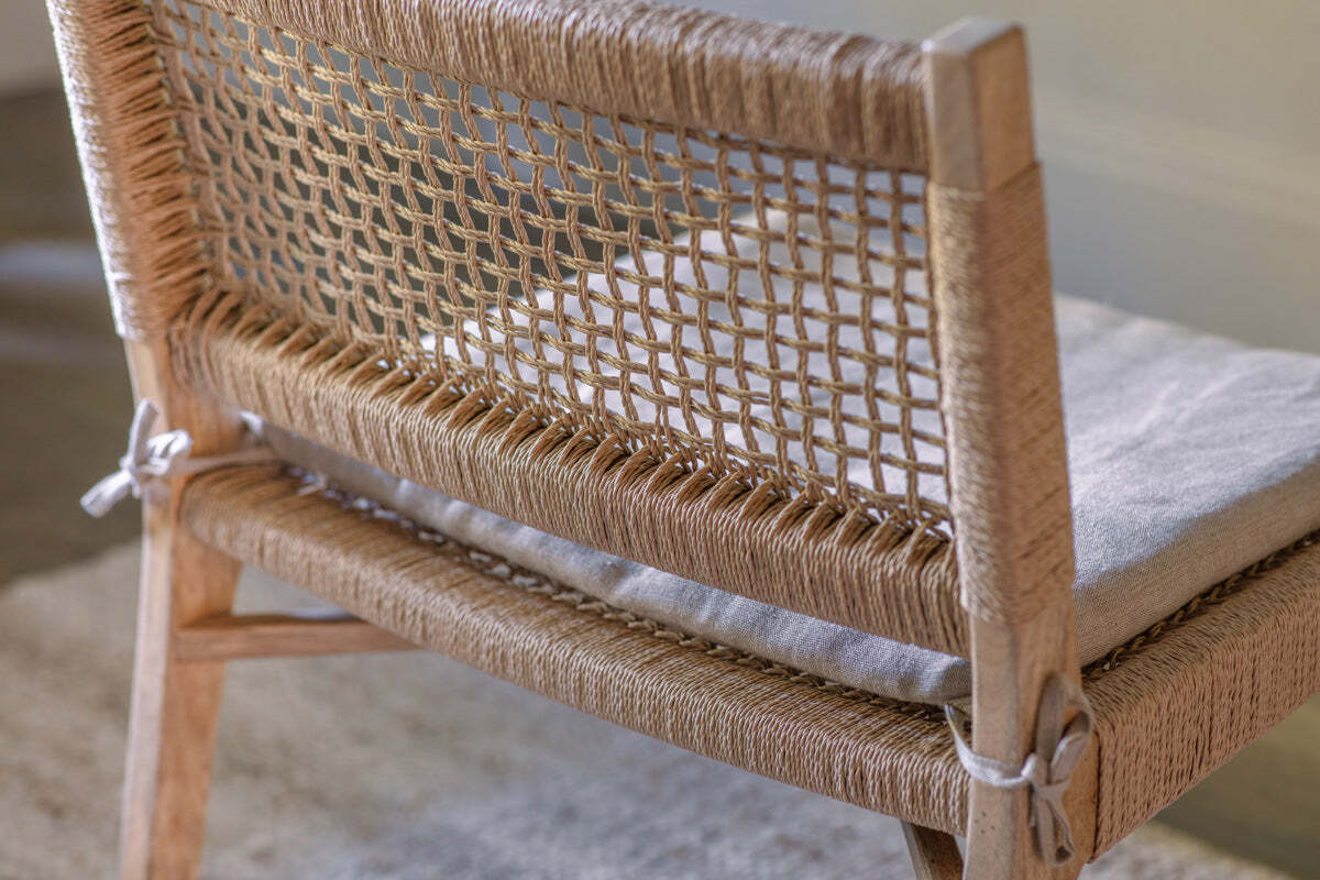Aamani Mango Wood & Cord Occasional Chair - Natural
