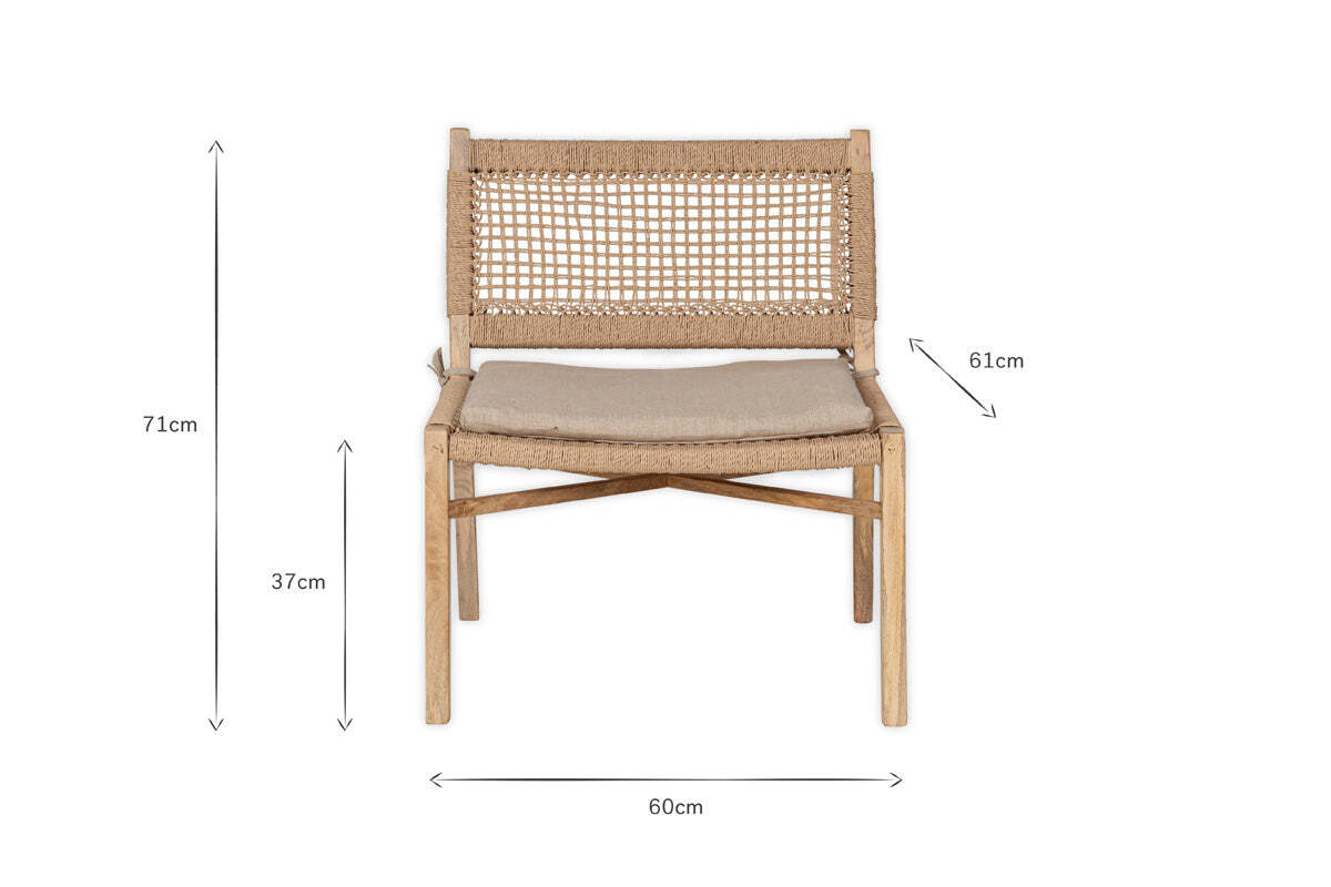 Aamani Mango Wood & Cord Occasional Chair - Natural