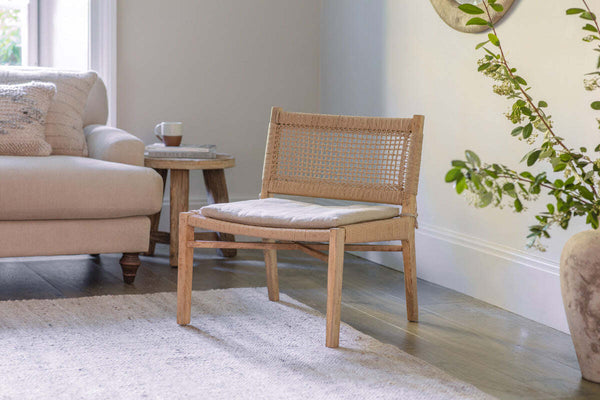 Aamani Mango Wood & Cord Occasional Chair - Natural