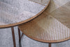Aasha Carved Mango Wood & Iron Nesting Coffee Tables - Natural - (Set of 2)