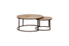 Aasha Carved Mango Wood & Iron Nesting Coffee Tables - Natural - (Set of 2)