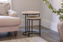 Aasha Carved Mango Wood & Iron Nesting Side Tables - Natural - (Set of 2)
