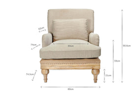 Abe Deconstructed Linen Armchair - Stone