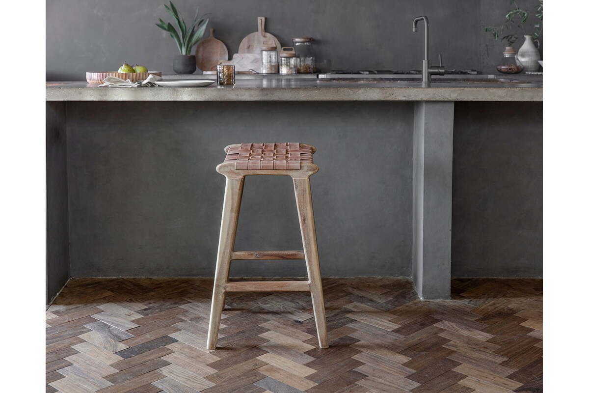 Adembi Woven Leather Counter Stool
