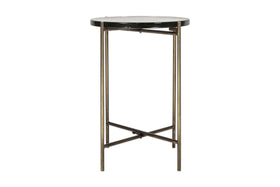 Aluva Glass Side Table - Clear & Antique Brass