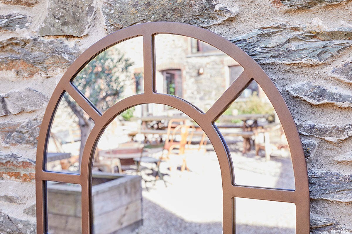 Amaga Arched Outdoor Mirror - Antique Black
