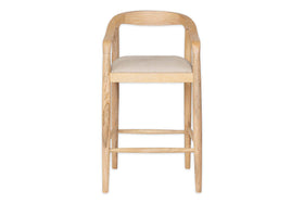 Anbu Mango Wood Upholstered Counter Chair - Natural