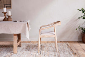 Anbu Mango Wood Upholstered Dining Chair - Natural