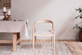 Anbu Mango Wood Upholstered Dining Chair - Natural