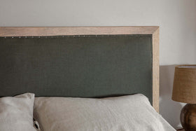 Anesha Upholstered Linen Headboard - Olive Green