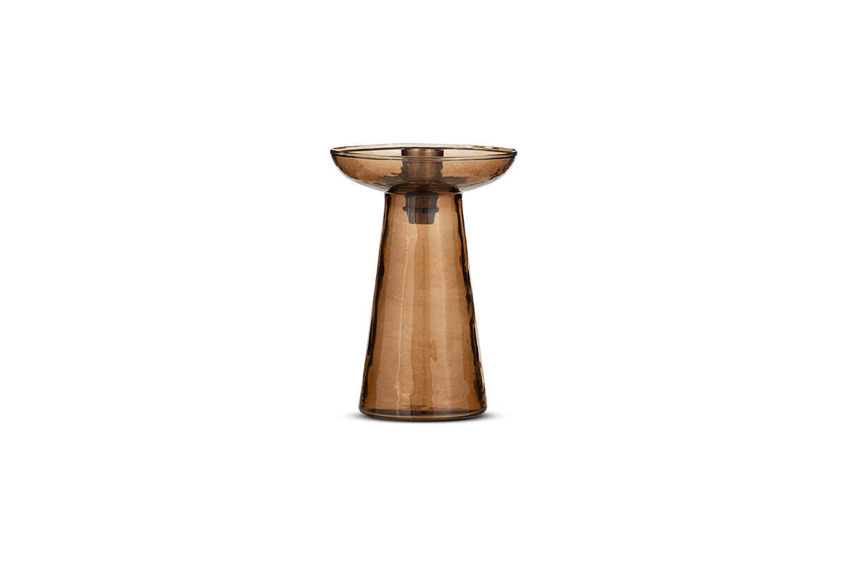 Avyn Recycled Glass Candle Holder - Smoke Amber