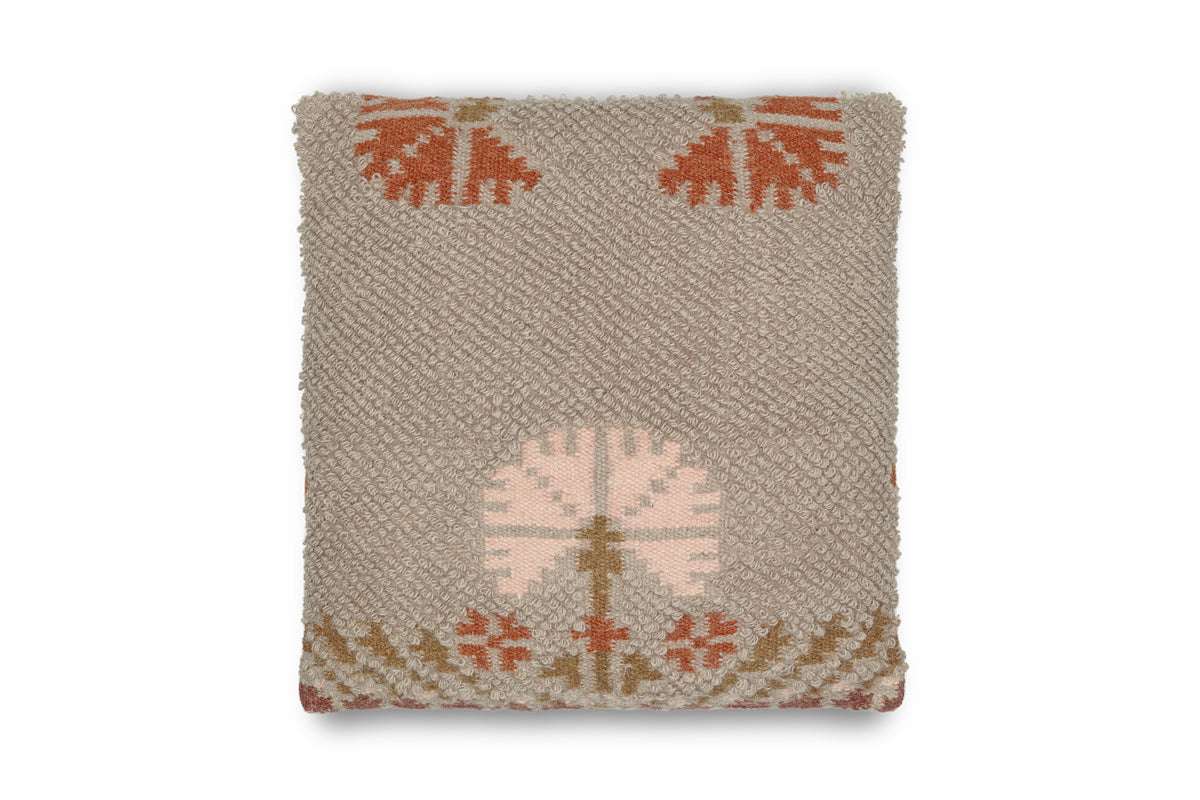 Bagru Wool & Cotton Cushion Cover - Soft Grey