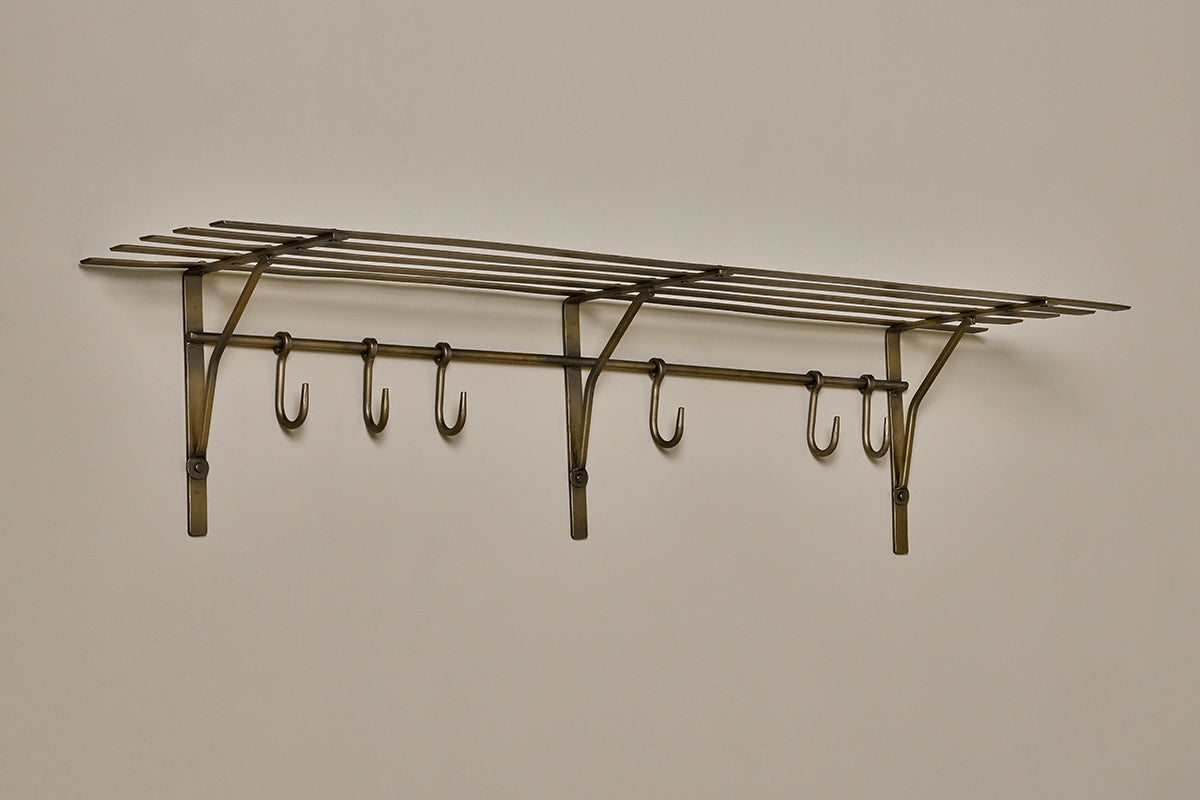 Basti Iron Storage Shelf - Antique Brass