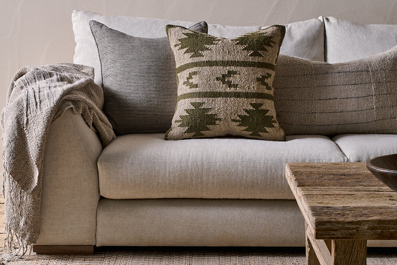 Bhumi Wool & Jute Cushion Cover - Moss Green