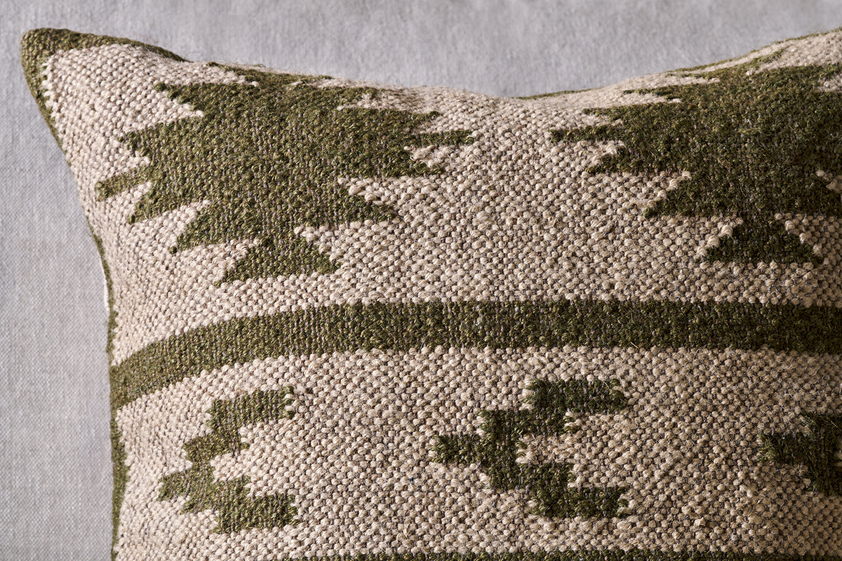 Bhumi Wool & Jute Cushion Cover - Moss Green