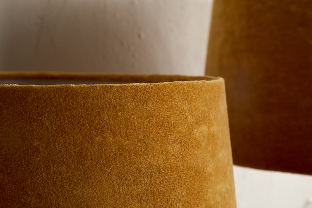 Batakha Velvet & Linen Lampshade - Dark Ochre