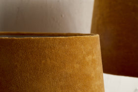 Batakha Velvet & Linen Lampshade - Dark Ochre