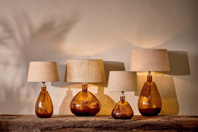 Baba Recycled Glass Lamp - Burnt Amber - Large Wide