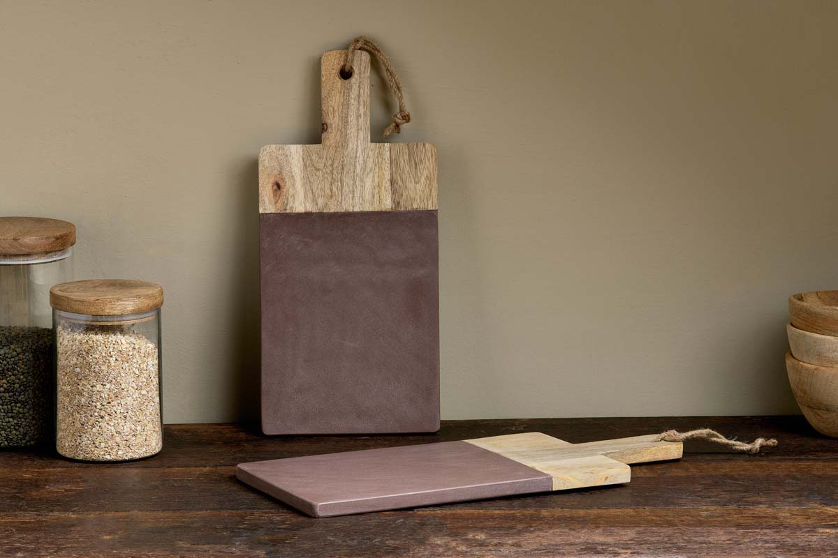 Cassia Mango Wood & Stone Board - Natural