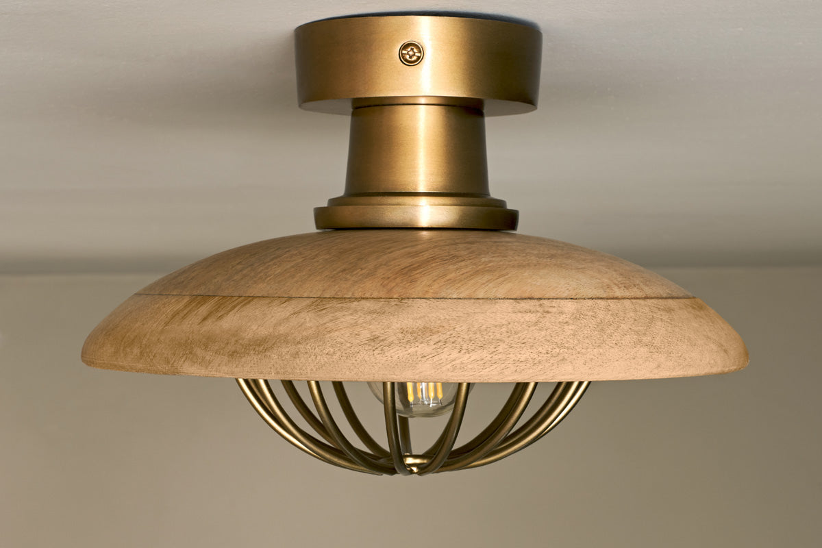 Chakai Wood & Metal Flush Ceiling Light