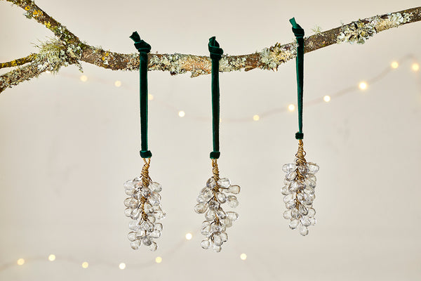 Danvi Glass Drop Baubles - Brass & Clear (Set of 3)