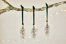 Danvi Glass Drop Baubles - Brass & Clear (Set of 3)