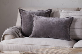 Dhara Velvet Cushion Cover - Charcoal