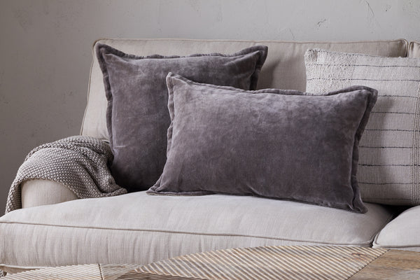 Dhara Velvet Cushion Cover - Charcoal