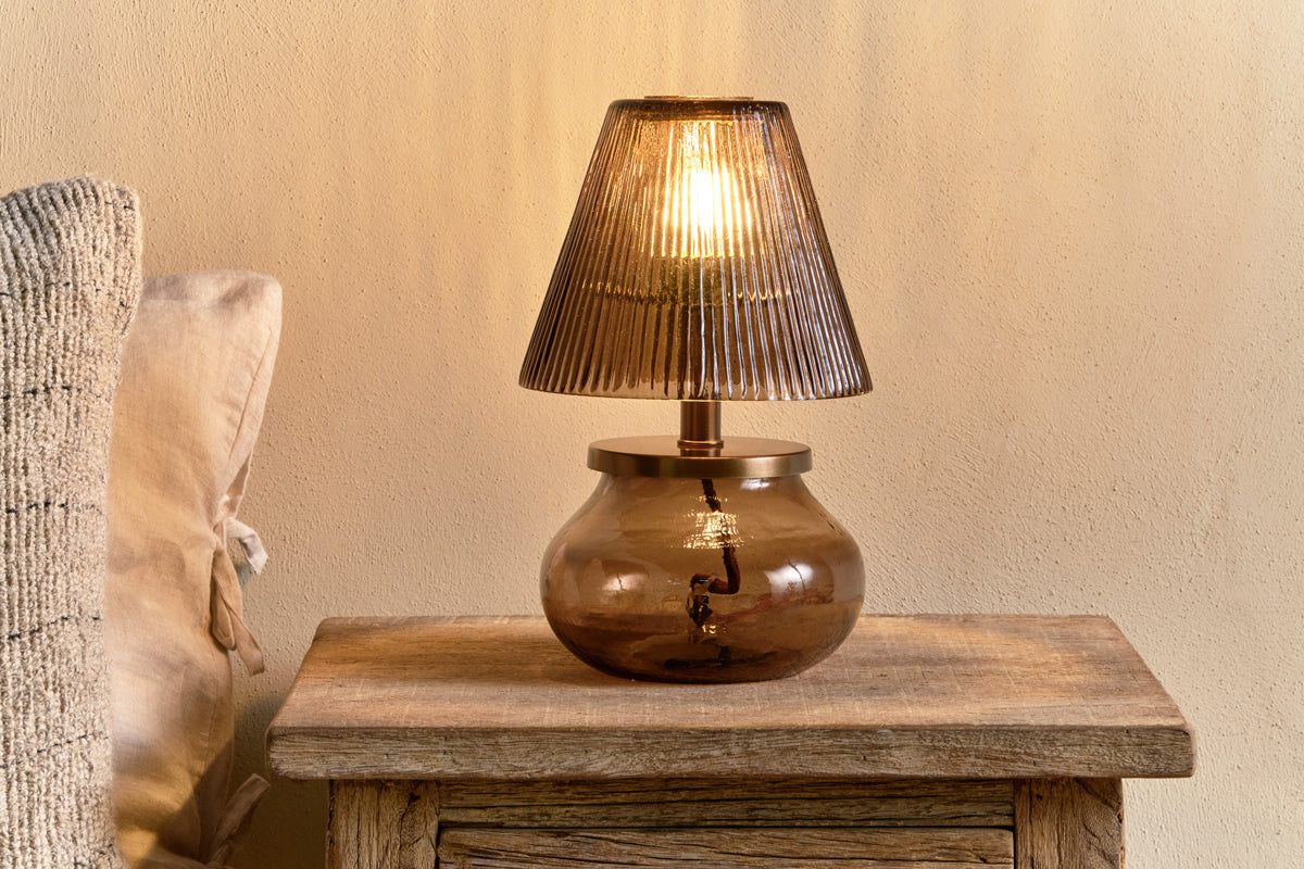 Dimalai Recycled Glass Table Lamp - Brown Smoke