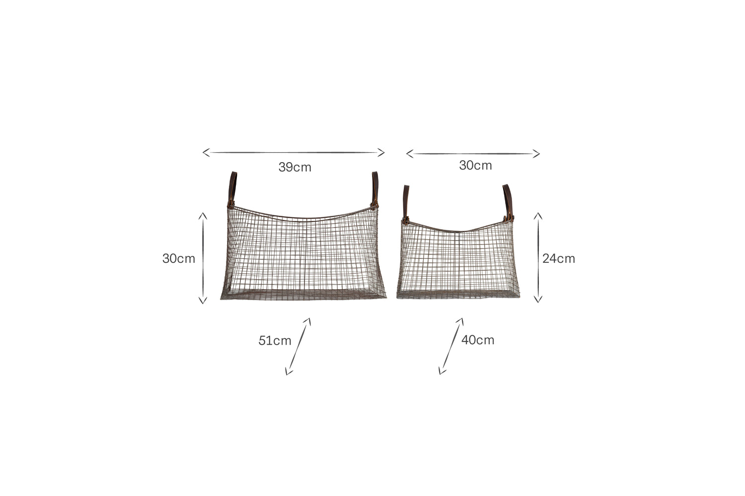 Adah Iron Baskets - Brown (Set of 2)