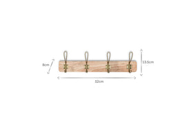 Ankita Mango Wood & Iron Hooks - Natural & Antique Brass - Small