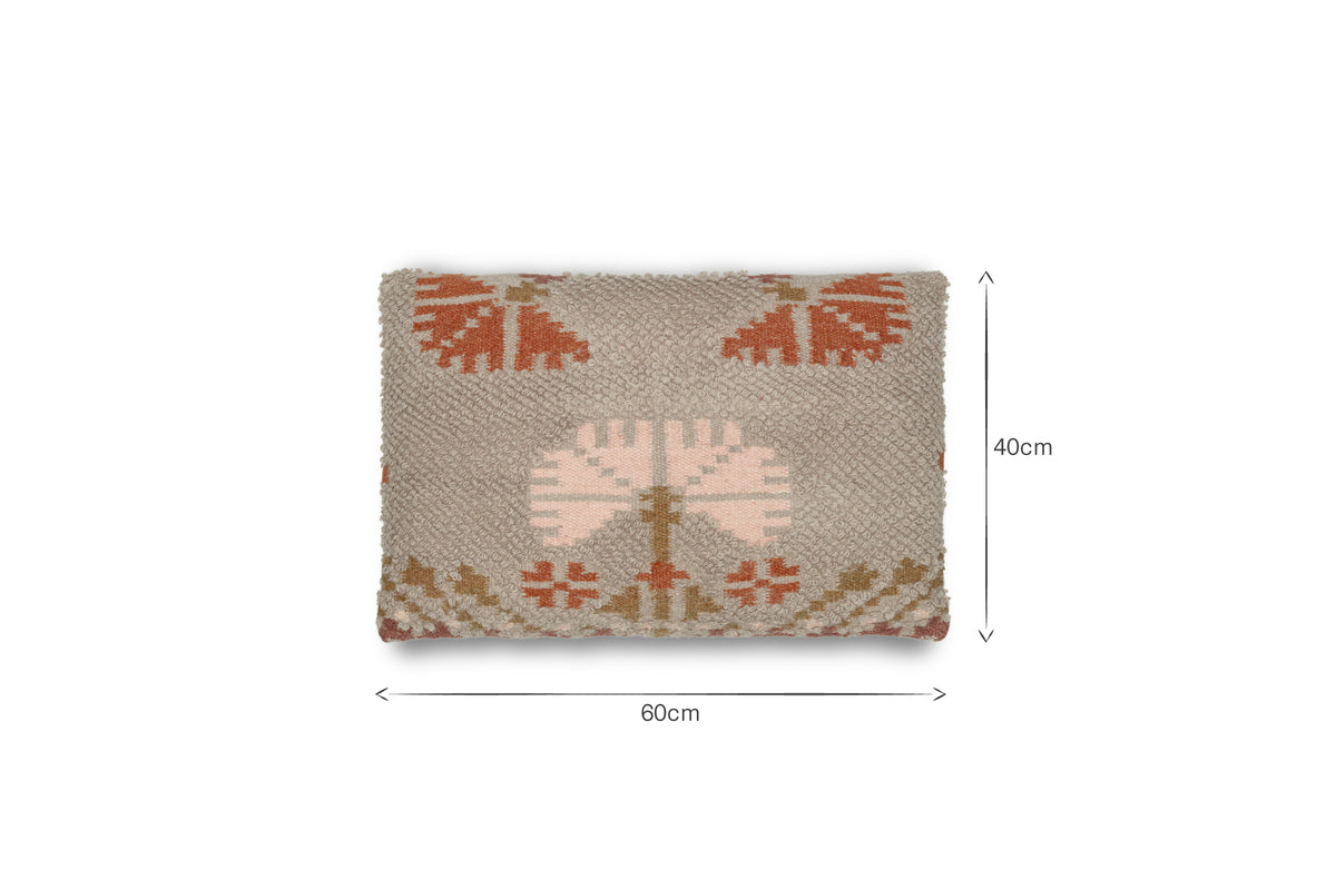 Bagru Wool & Cotton Cushion Cover - Soft Grey