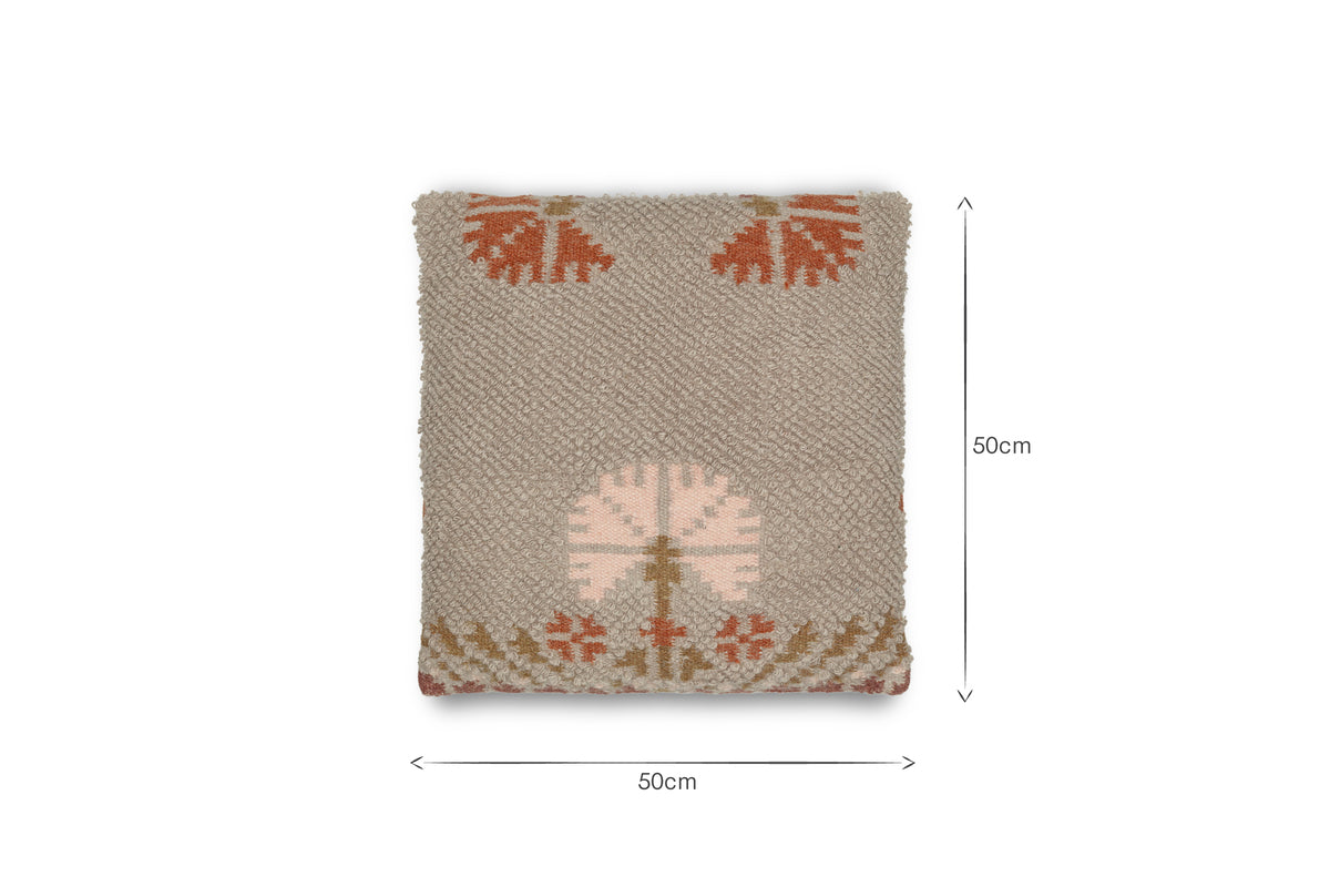 Bagru Wool & Cotton Cushion Cover - Soft Grey