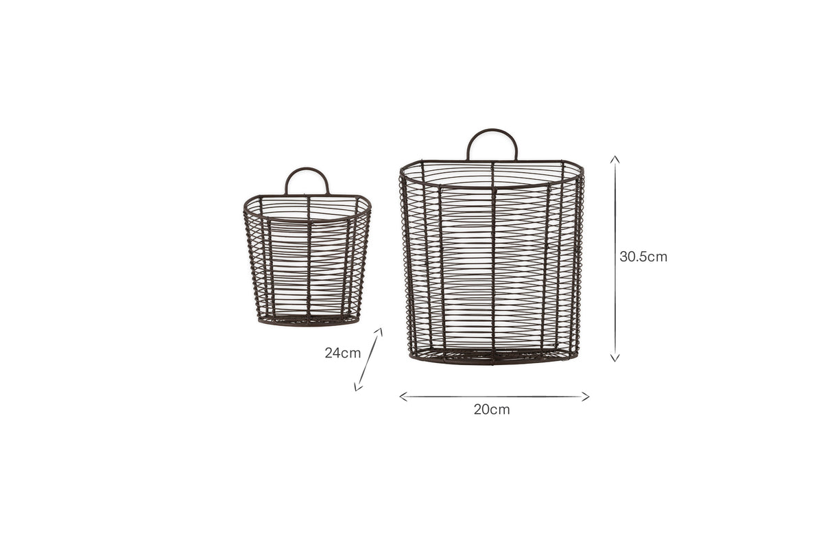 Inkollu Wall Hung Baskets - Aged Brass - (Set of 2)