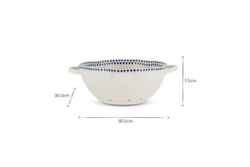 Indigo Drop Colander - Cream & Indigo