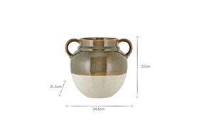 Inha Reactive Glaze Vase - Dark Olive & Natural