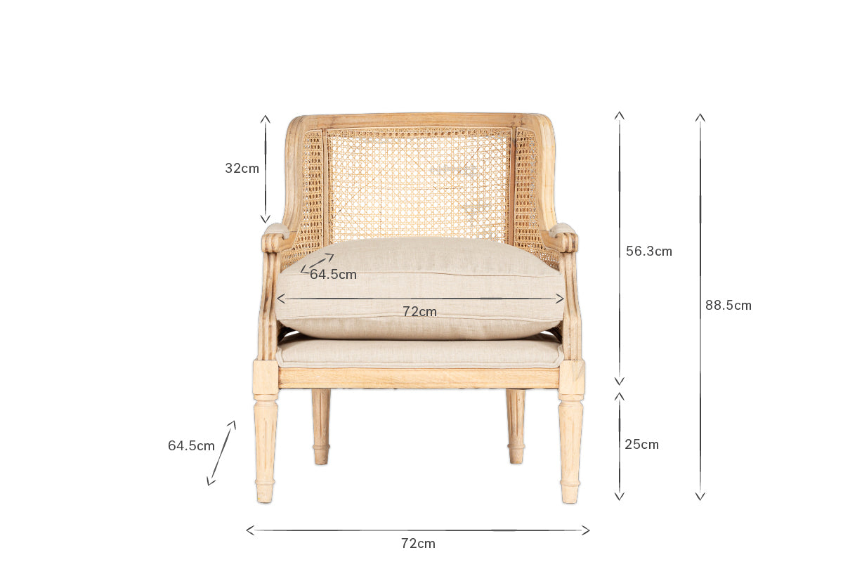 Kaziria Cane & Linen Armchair - Natural