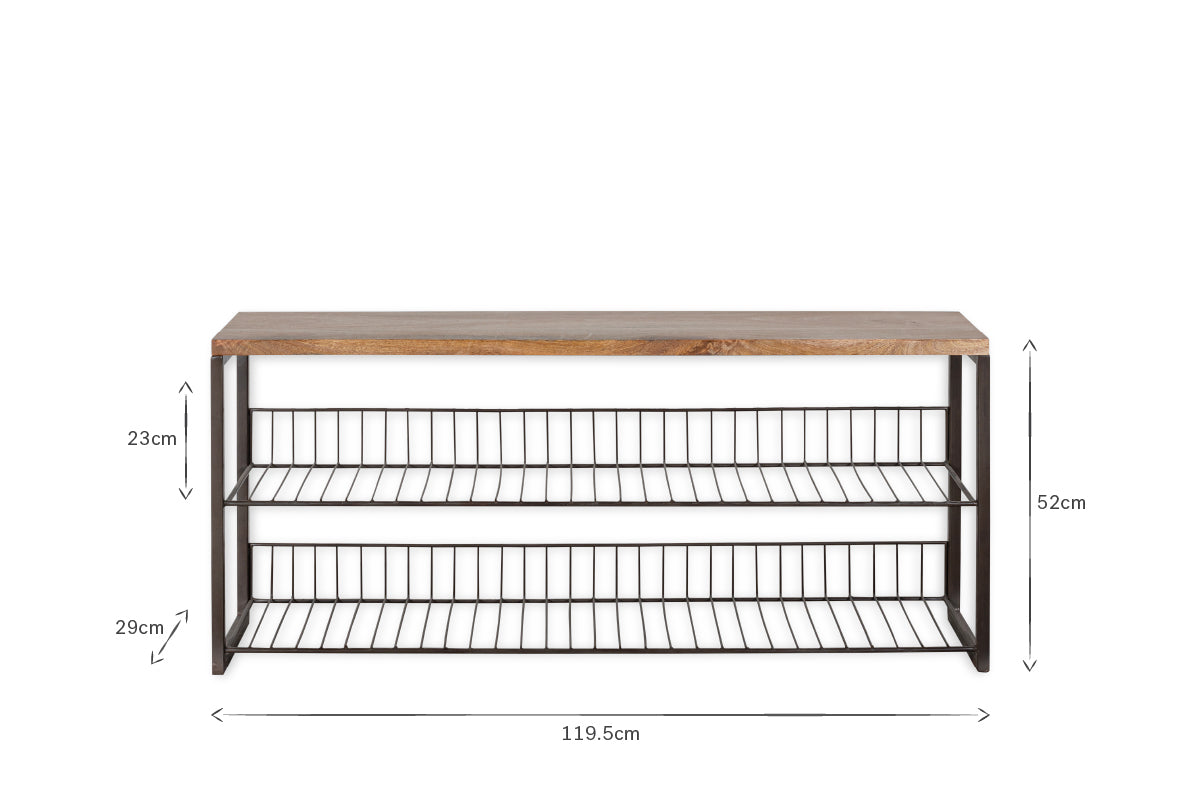 Kiyoma Iron & Wood Low Standing Shelves  - Natural
