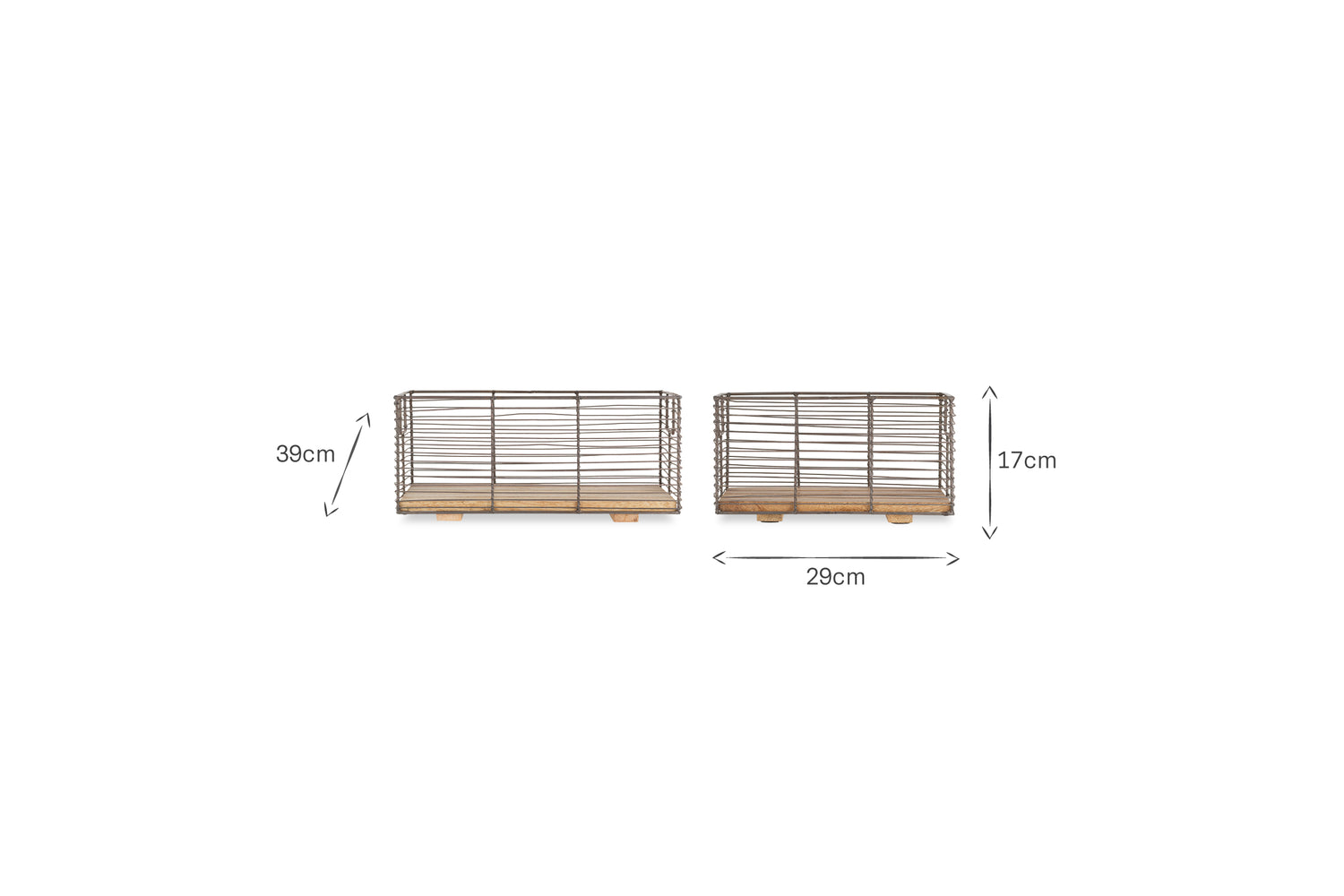 Kochi Iron & Mango Wood Baskets - Brown (Set of 2)
