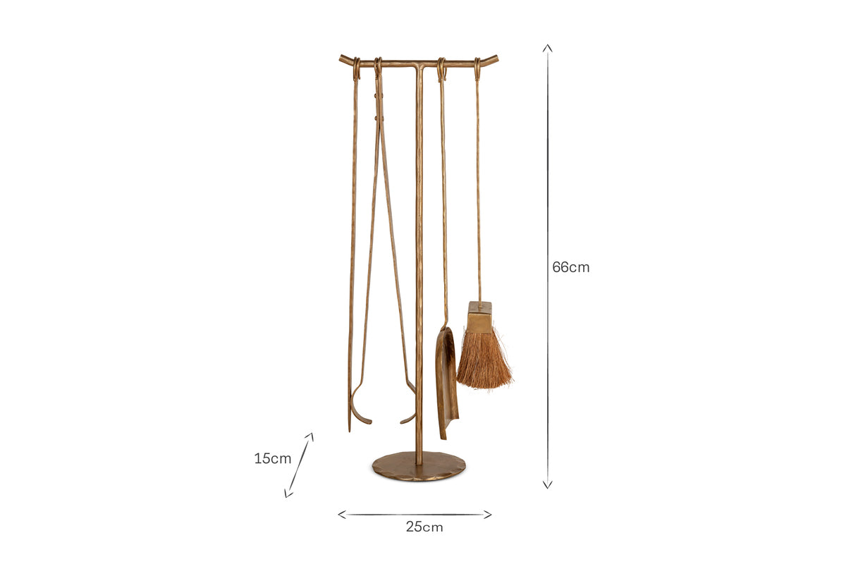 Lowada Iron Fireside Tools - Antique Brass