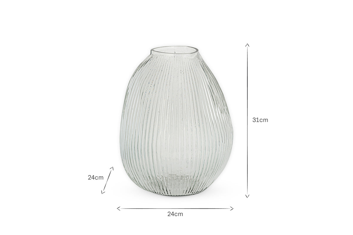Linsy Ribbed Glass Vase - Clear