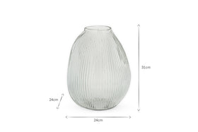 Linsy Ribbed Glass Vase - Clear