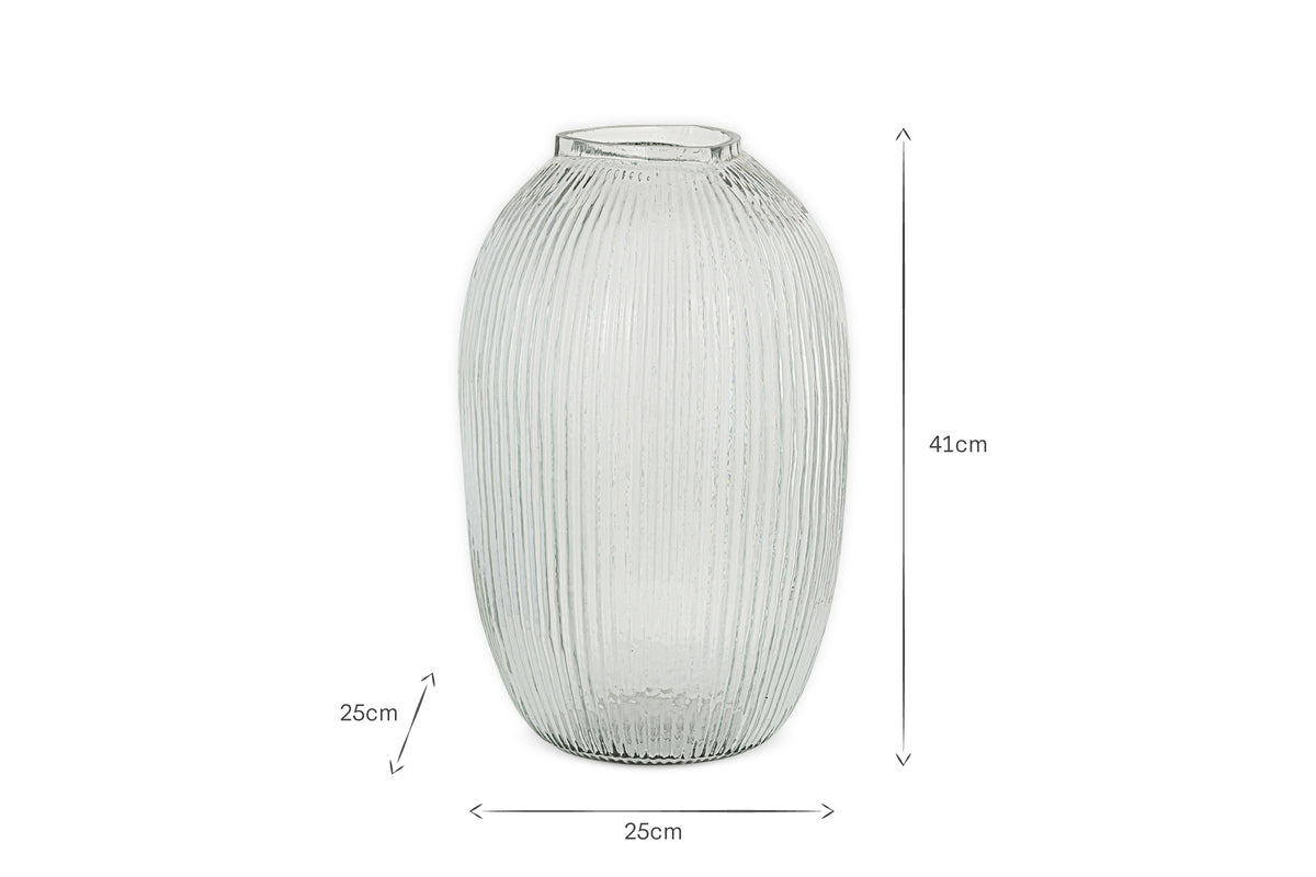Linsy Ribbed Glass Vase - Clear