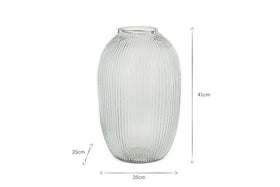 Linsy Ribbed Glass Vase - Clear