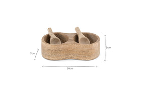 Milaku Mango Wood Salt & Pepper Server - Natural